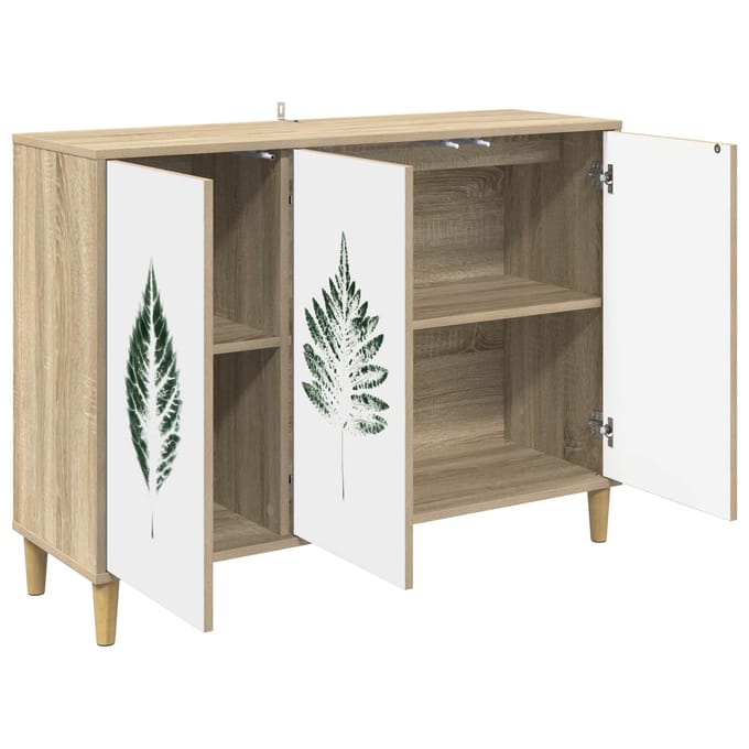vidaXL - Dressoir - HANAU - Sonoma - 102 - x - 33 - x - 75 - cm - Bewerkt - hout