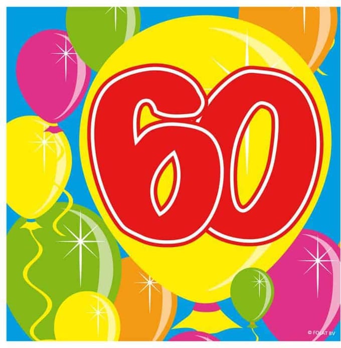 Folat - Servetten - 60 jaar Ballonnen (20 stuks)