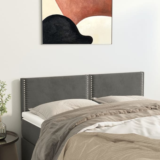vidaXL - Hoofdborden - 144x5x78/88 - cm - fluweel - donkergrijs
