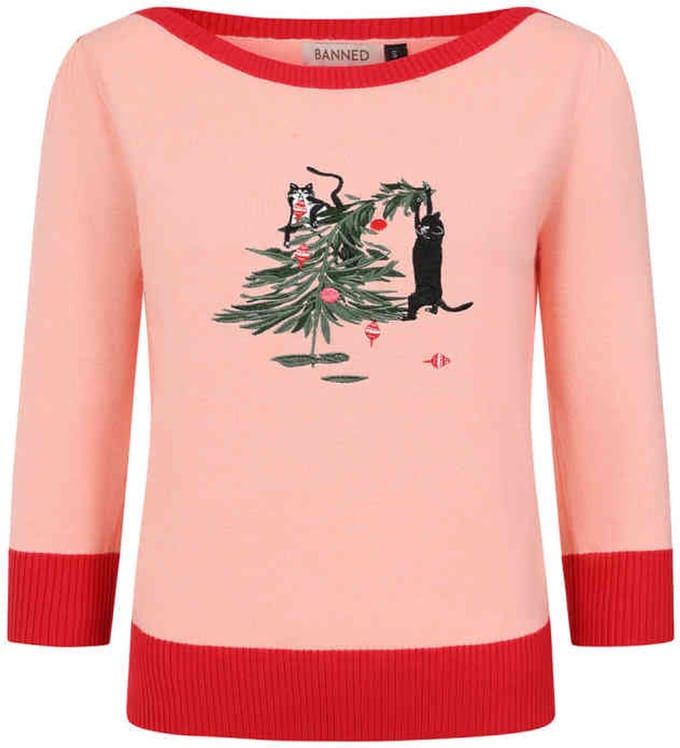 Banned - Kiki Puuurfect Christmas Kersttrui - XL - Roze