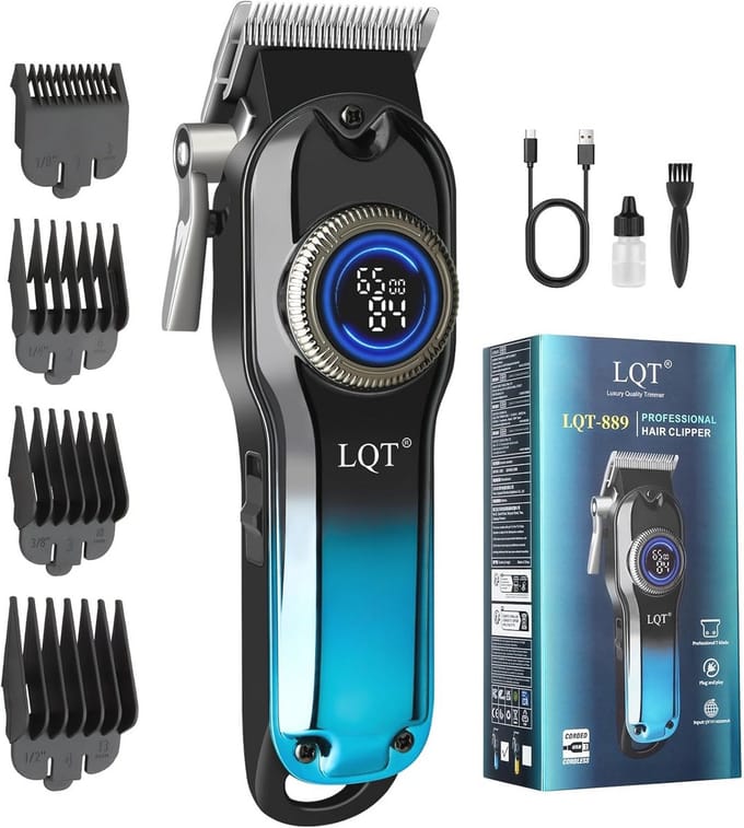Professionele Draadloze Tondeuse en Lichaamshaartrimmer voor Mannen met LED-Display