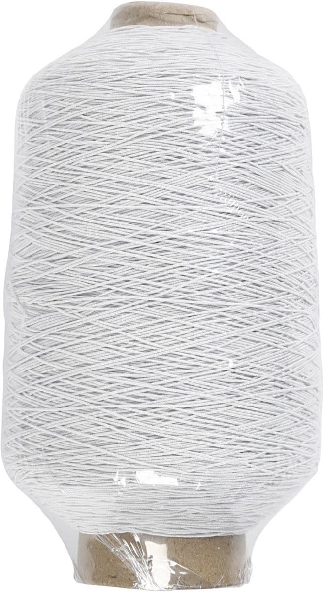 Dun, rond elastisch garen, wit, 1500 m/ 1 rol