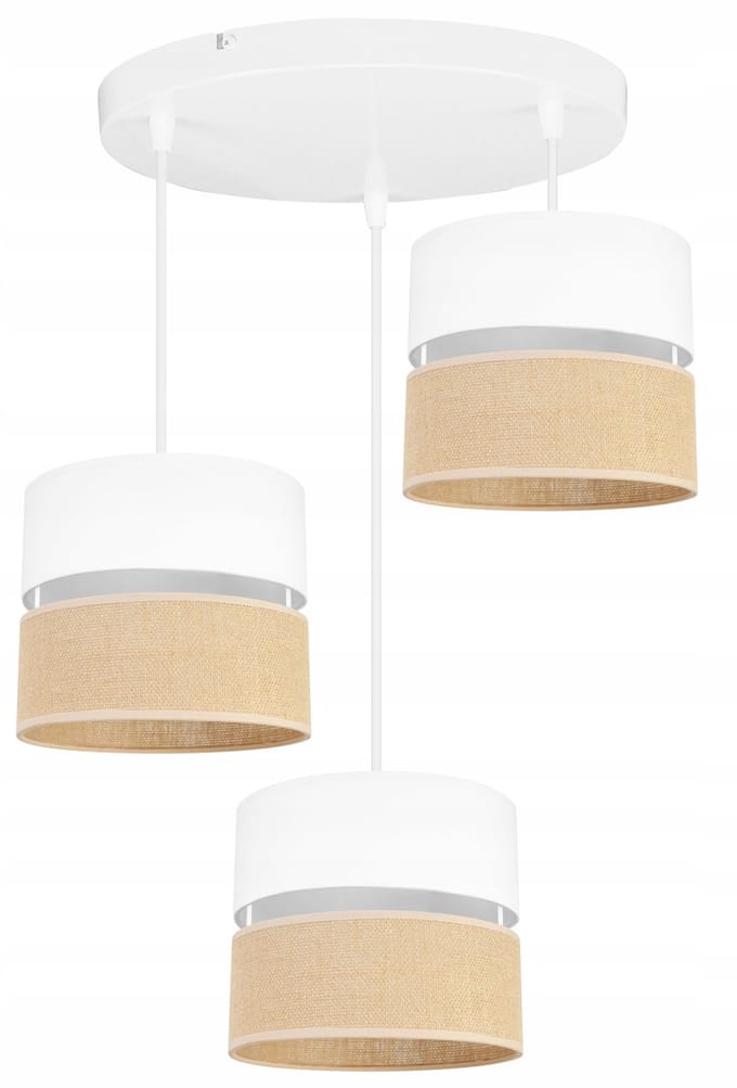 Hanglamp Jute Boho 3-lichts Salon Eettafel - Wit/Beige