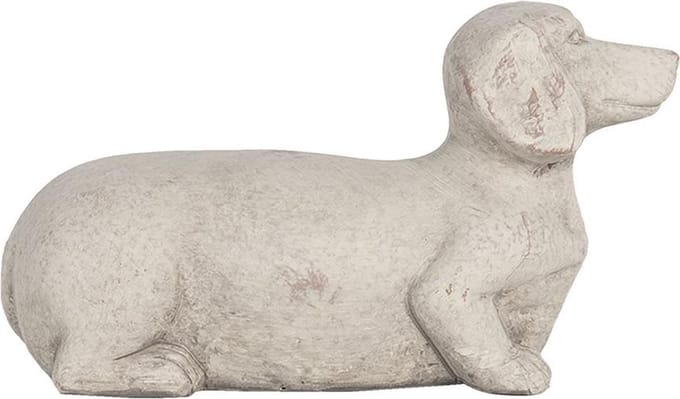 Clayre & Eef Decoratie Beeld Hond 24x9x13 cm Grijs Steen