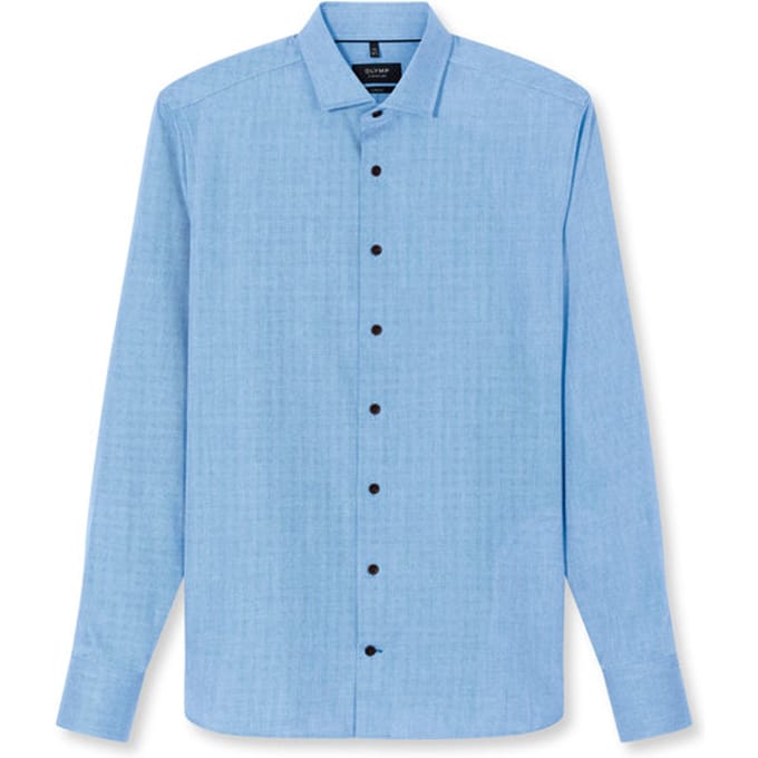 OLYMP Signature Casual Overhemd, Tailored Fit, Kent, Bleu