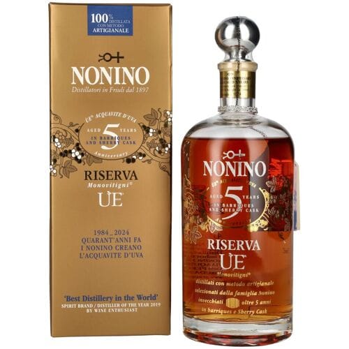 Nonino Grappa ÙE Monovitigni Riserva 5 Years Old 43% Vol. 0,7l in geschenkverpakking