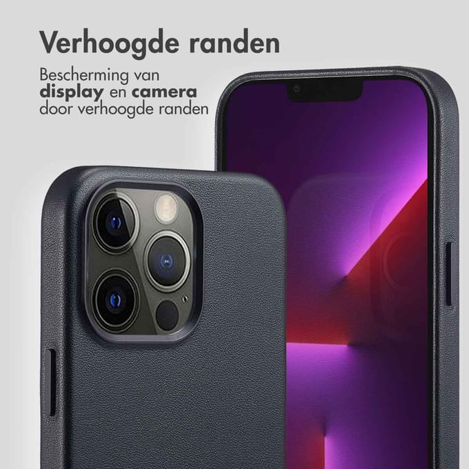 Accezz Hoesje - Geschikt voor iPhone 13 Pro - geschikt voor MagSafe Leather Backcover - Black