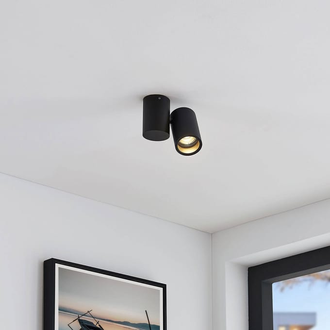 Arcchio - plafondlamp - 1licht - Aluminium, metaal - H: 11.5 cm - GU10 - zwart
