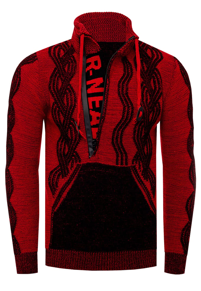 Trui met 1/2 rits in contrasterend design