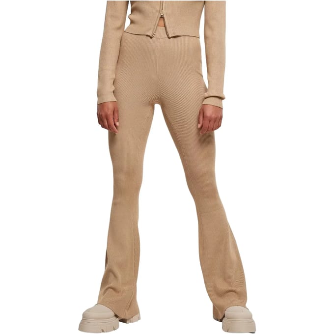 Urban Classics - Rib Knit Bootcut Legging - L - Beige
