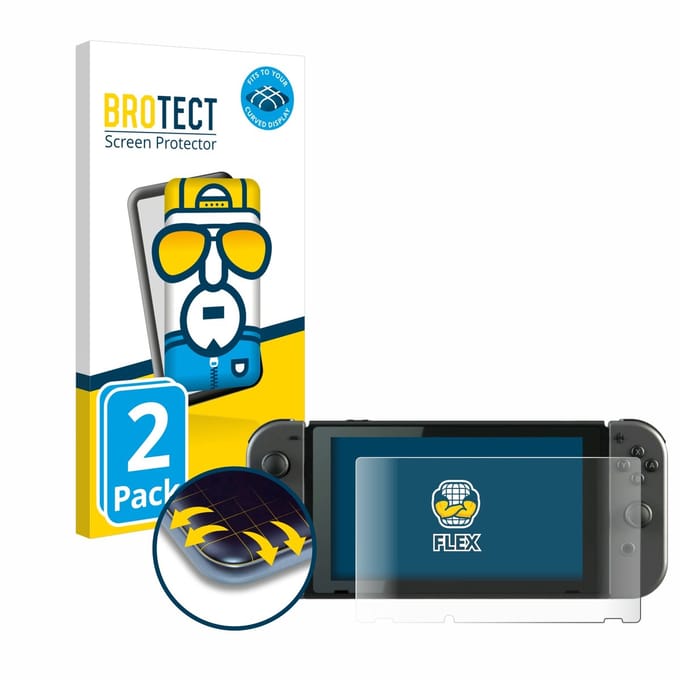 BROTECT - Screenprotector voor Nintendo Switch - Folie Beschermfolie transparant volledig dekking - 2 Stuks