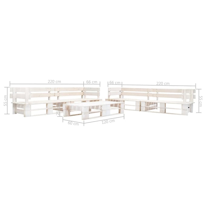 vidaXL - 6-delige - Loungeset - pallet - hout - wit
