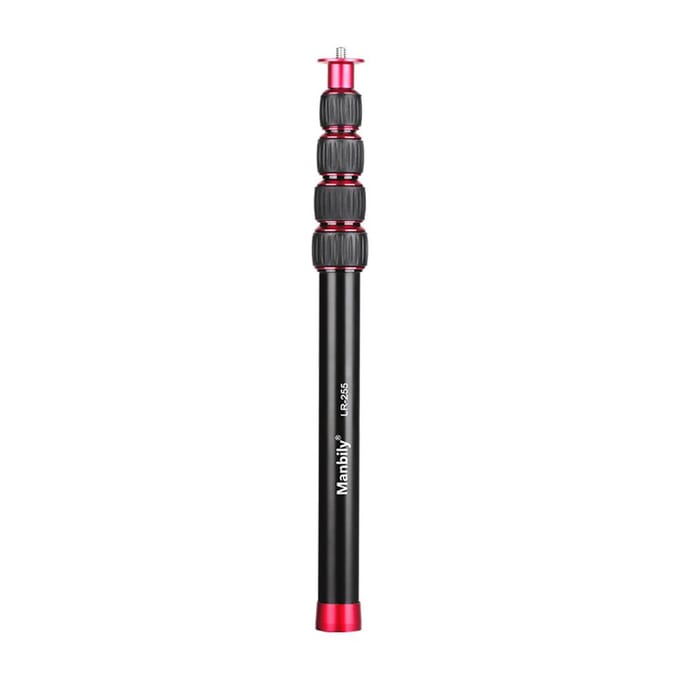 Manbily LR-255 Statief Verlengstang voor Statief Monopod Gimbal Stabilisator Aluminiumlegering zwart