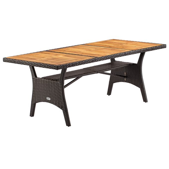 Casaria Polyrattan Tafel - FSC® gecertificeerd Acaciahout – Bruin
