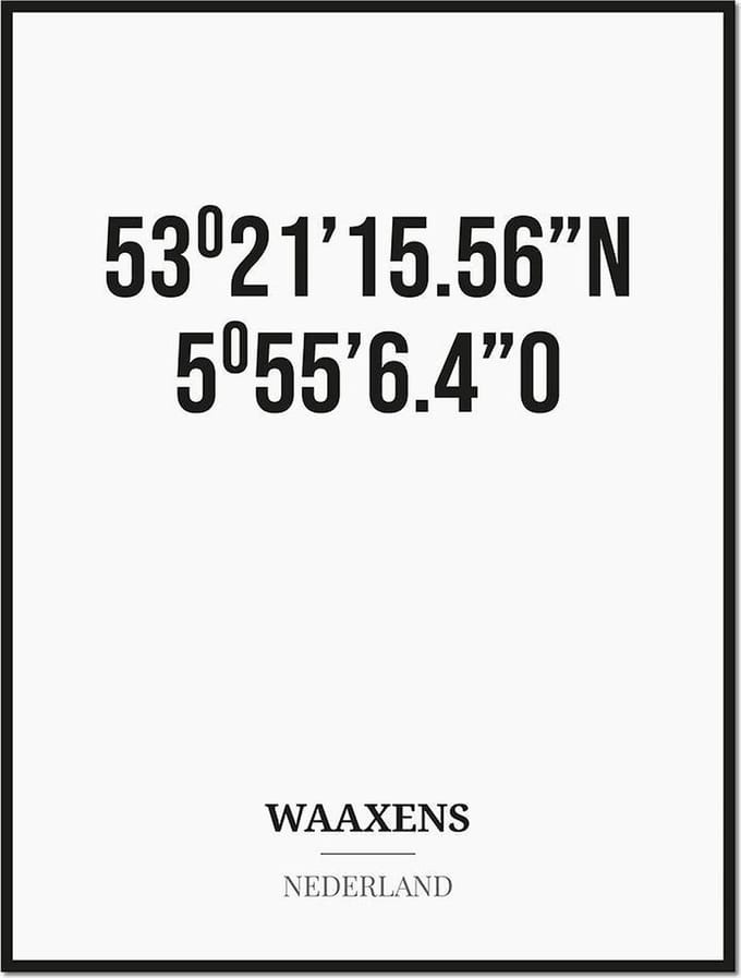 Poster/kaart WAAXENS met coördinaten