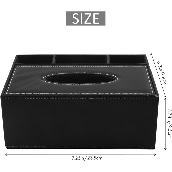 PU Tissue Box Afstandsbediening Houder Multifunctionele Bureau Organizer Potlood Schaar Container black