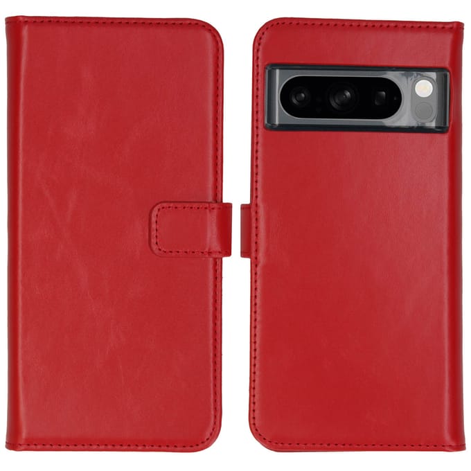 Selencia Hoesje - Geschikt voor Google Pixel 8 Pro - Echt Lederen Bookcase - Rood