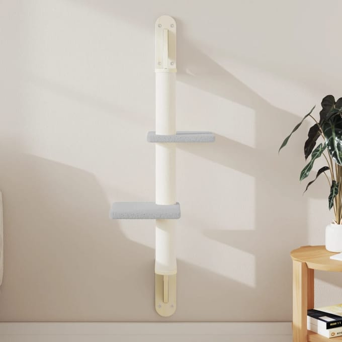 vidaXL Kattenmeubel wandgemonteerd met krabpaal 108 cm lichtgrijs