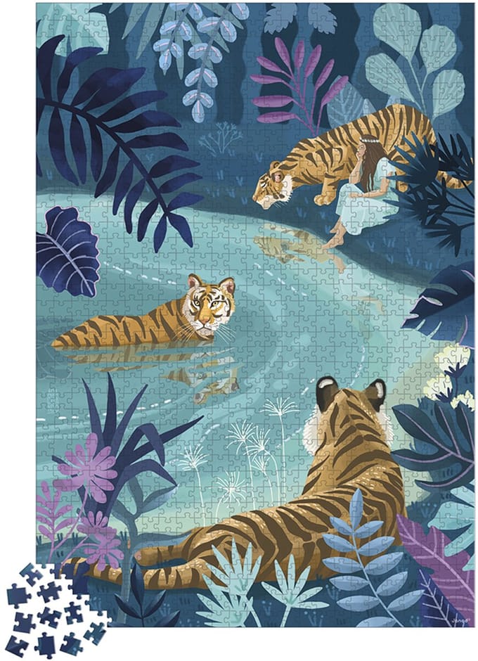 Janod - Kidult puzzel - Tijgers bij maanlicht - 1000 Stukjes