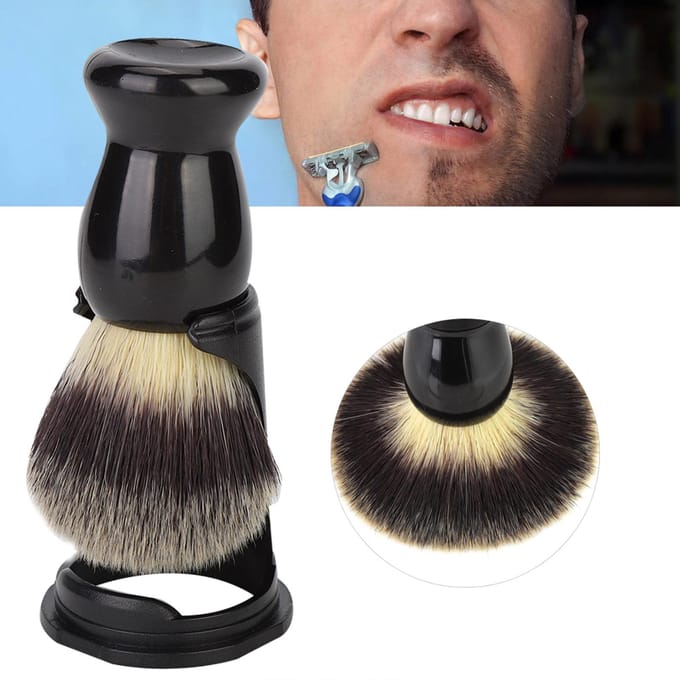 Support de blaireau en acrylique noir pour brosse à barbe (Brosse à barbe + support) black