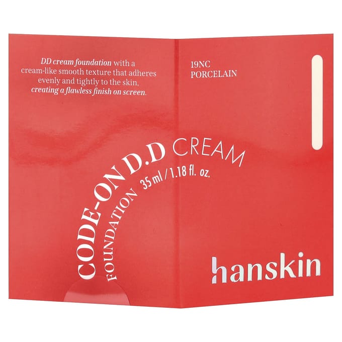 Hanskin, CodeOn DD Cream Foundation, 19NC Porselein, 35ml (1.18fl oz)