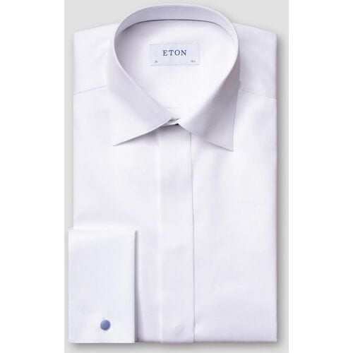 Eton Overhemd Signature Twill Uni French Cuff Hidden Button Placket Wit / male