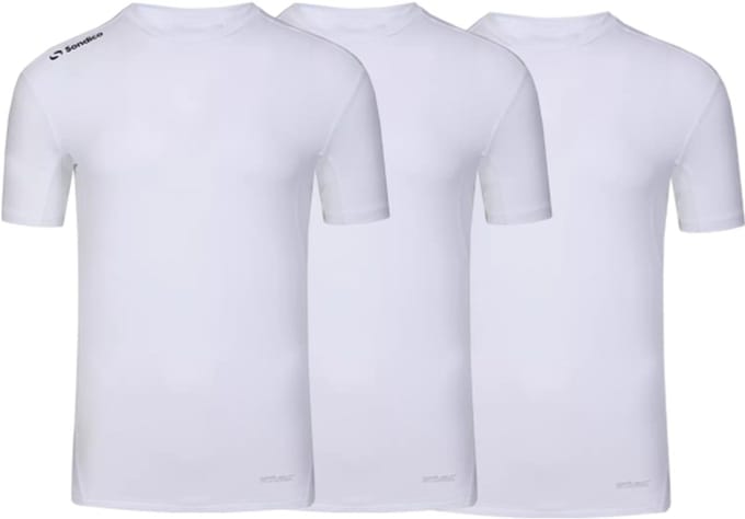 3-Pack Sondico compressie korte mouw sportshirt - heren - Wit - maat M