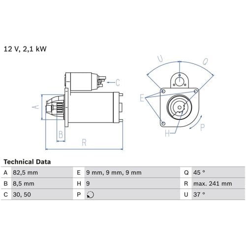 Startmotor BOSCH 0 986 018 900