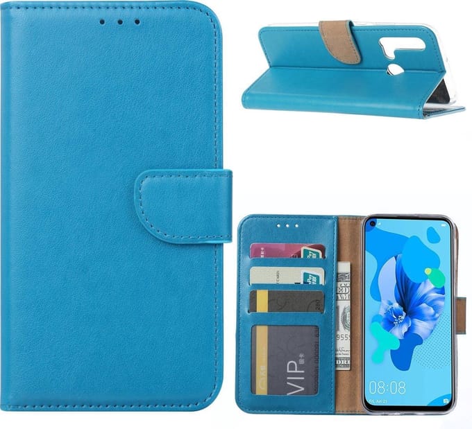 Bookcase Geschikt voor: Huawei P20 Lite 2019 - Turquoise - portemonnee hoesje