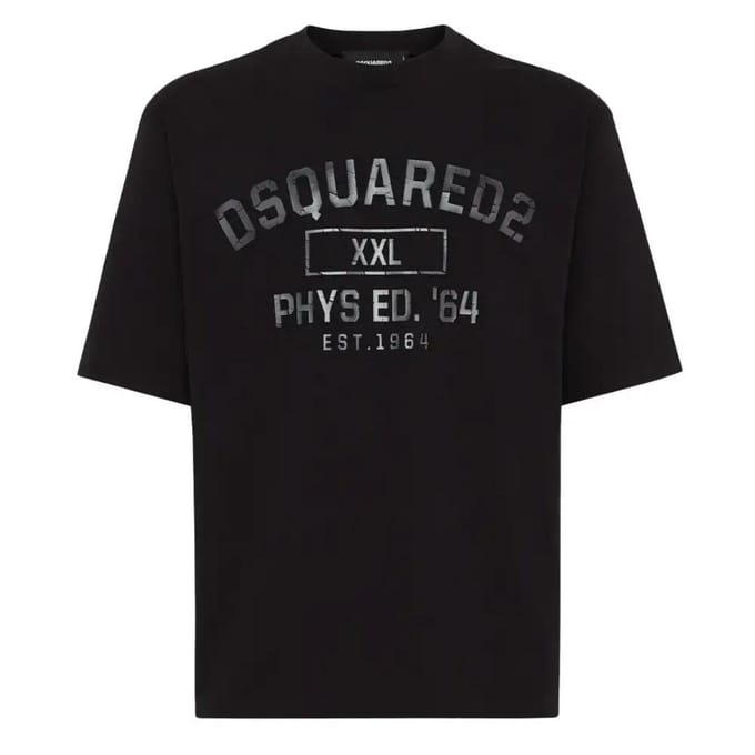 DSquared2 Heren Phys Ed Militair Logo T-Shirt (Zwart)