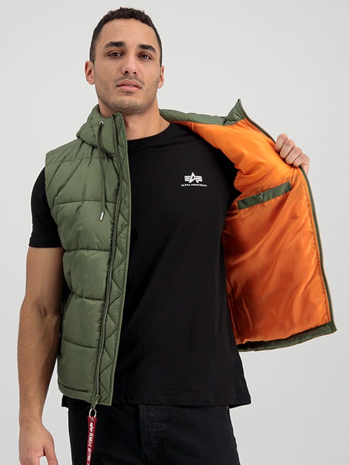 Alpha Industries Gewatteerde Hooded Vest FD Groen