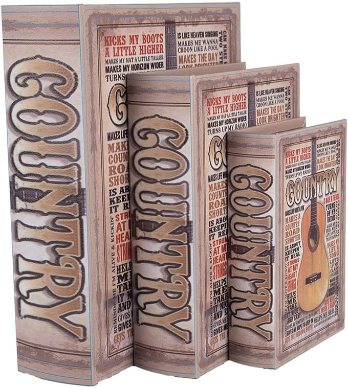 Clayre & Eef Opbergdoos Set van 3 Boeken 27 /22 /17 cm Beige Hout