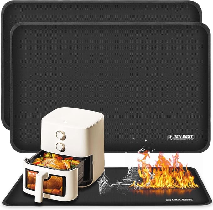 Hittebestendige onderlegger voor luchtfriteuse - 2 stuks, antislip en waterdicht (75 x 53 cm)