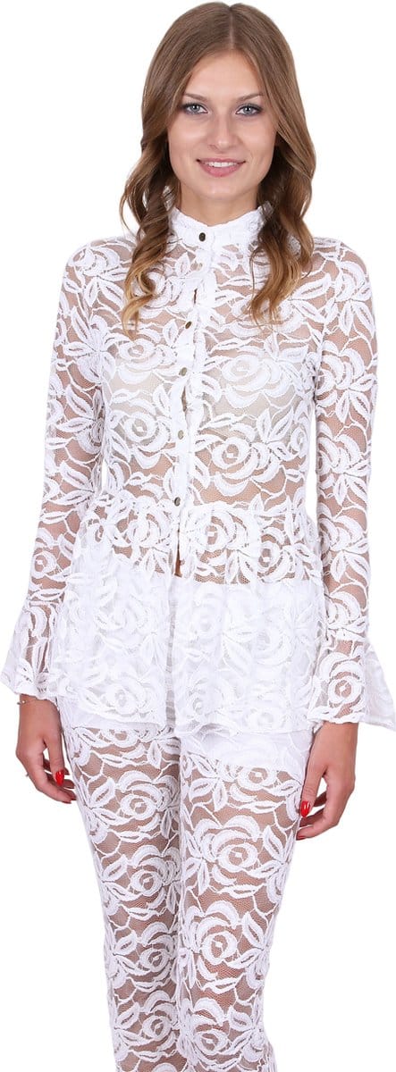 John Zack Witte kanten blouse