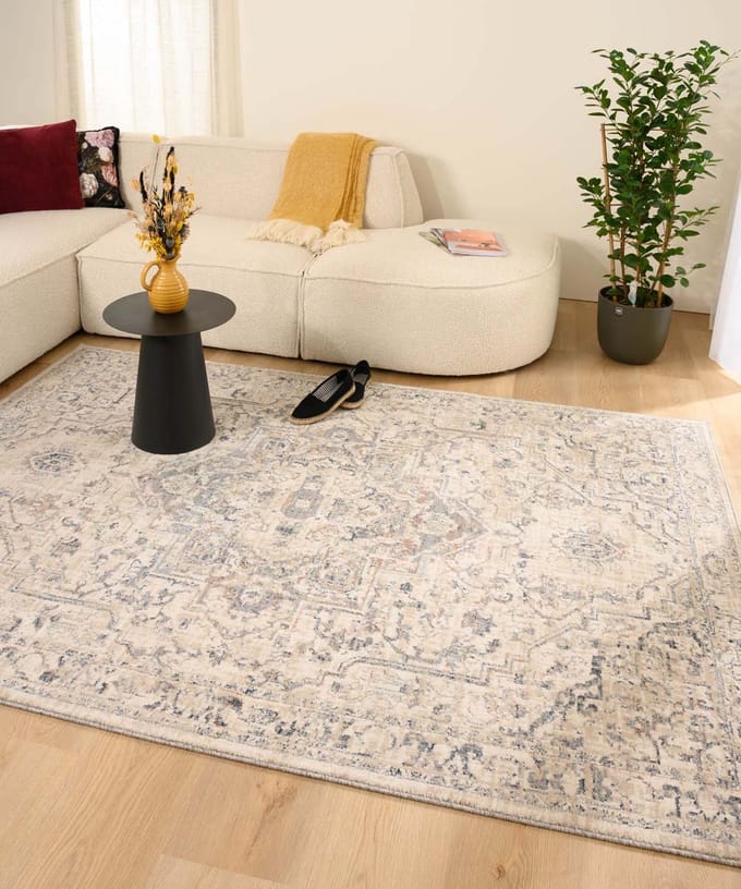 Vintage vloerkleed - Classic Bernard wit/blauw 80x150