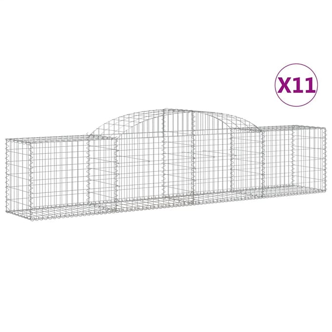 vidaXL - Schanskorven - 11 - st - gewelfd - 300x50x60/80 - cm - gegalvaniseerd - ijzer