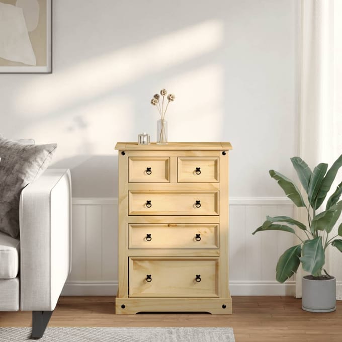 vidaXL - Ladekast - Corona - 80x43x114 - cm - massief - grenenhout