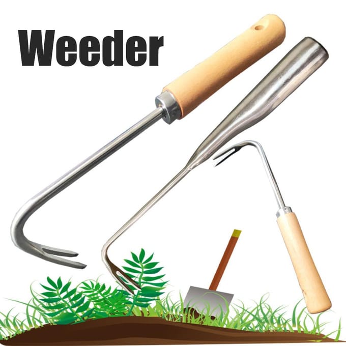 Hand Onkruidtrekker V-vormige Wiedhark Wiedgereedschap met Handvat voor Tuin Onkruidverwijderaar Gereedschap Tuinieren beige