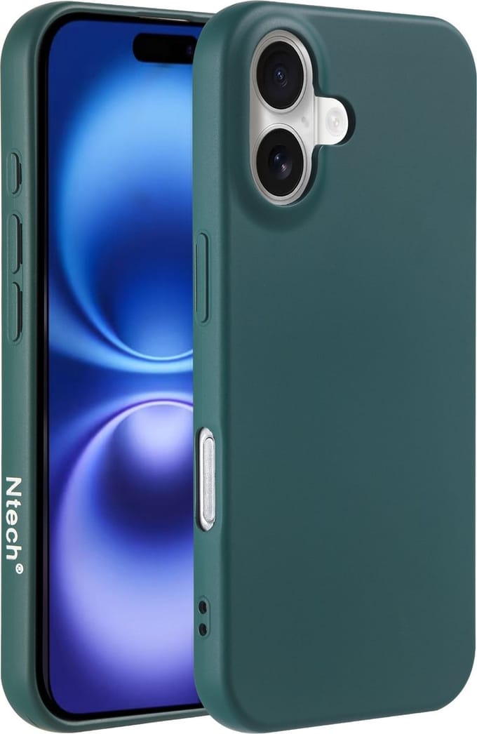Hoesje Geschikt voor iPhone 16 – Zacht siliconen liquid backcover – Pine Groen