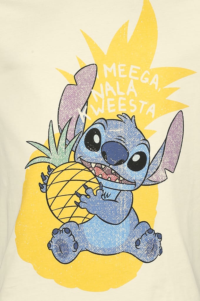 Lilo & Stitch - Disney T-shirt - Pineapple Stitch - S tot XXL - crème