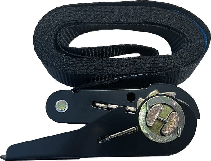 BOS Label - Spanband - 3 meter - zonder haken - met ratel - zwart - 1 stuk