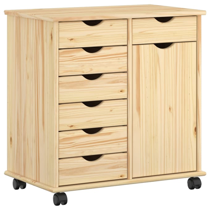 vidaXL - Rollende - kast - 63,5 - x - 39 - x - 65,5 - cm - Massief - vurenhout - Bruin