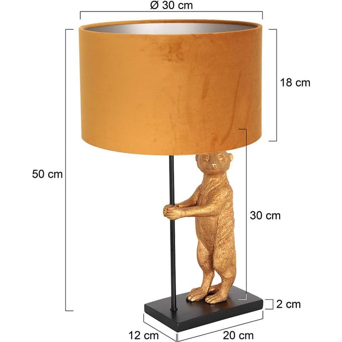 Anne Lighting tafellamp Animaux - zwart - metaal - 30 cm - E27 fitting - 8228ZW