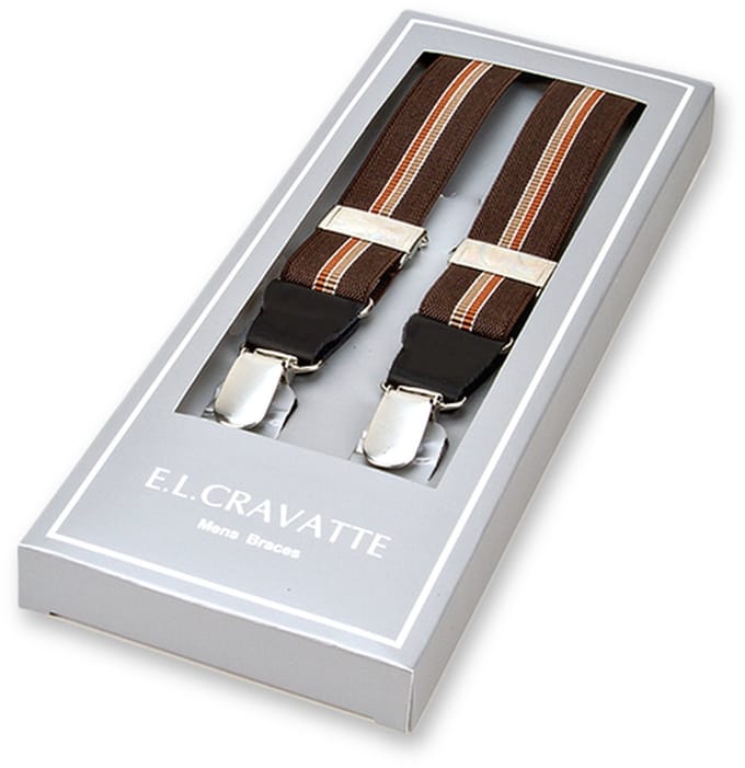 E.L. Cravatte Bretels - Smal - Gestreept Bruin