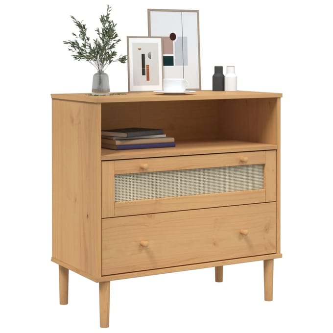 vidaXL - Dressoir - SENJA - rattan-look - 80x40x80 - cm - massief - grenenhout - bruin