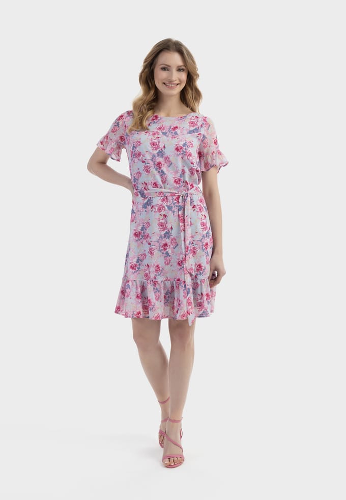 usha Jurk Dames Roze lichtblauw