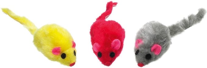 Flamingo Kattenspeelgoed Pluche Muis - Geel - 12 x 3 x 2.5 cm