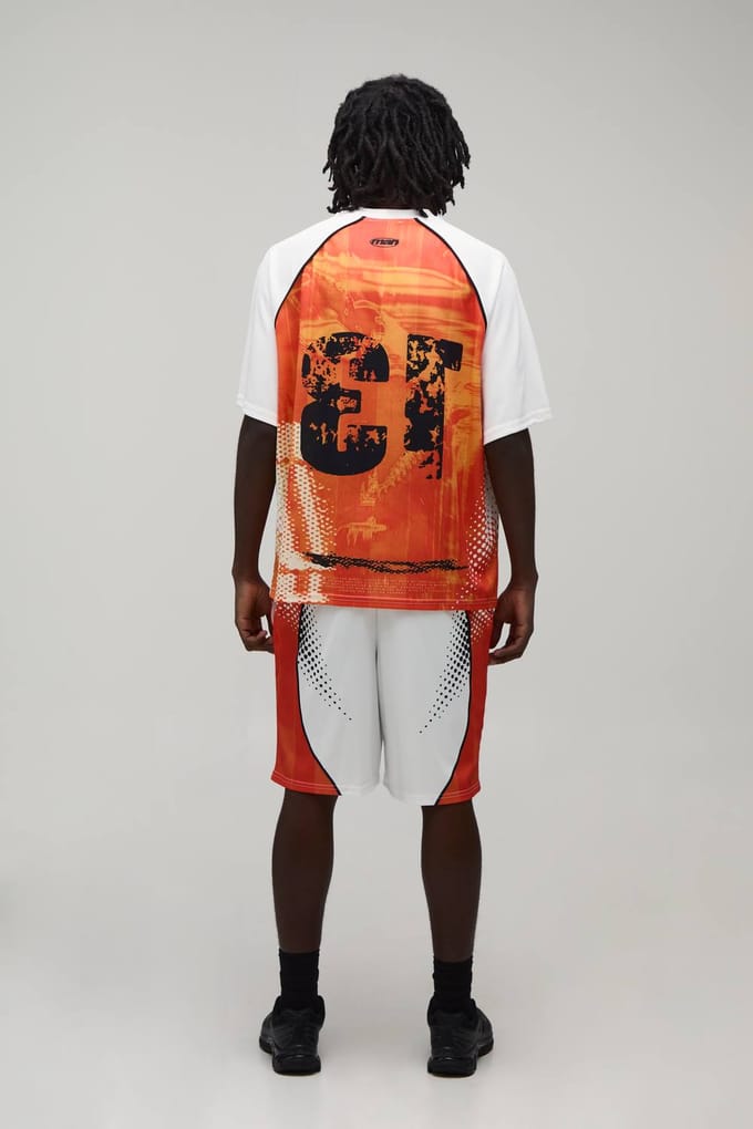 Afterlight Oversized Airtex Korte Set | Orange | Size Medium