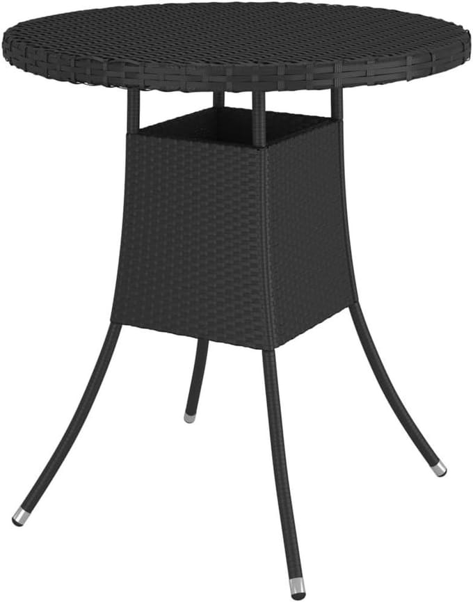 Tuintafel - Balkontafel - Buiten Eten - PE-rotan - 70 x 73 cm - Zwart