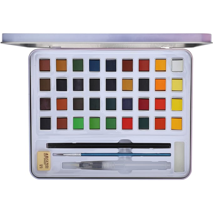 Aquarelverf Set 36 Kleuren Pak Solid Block Blikken Doos Schildergereedschap Kunstbenodigdheden gray